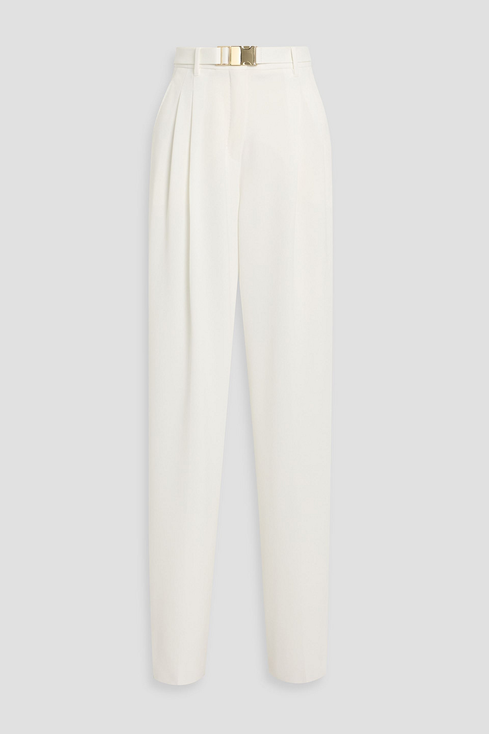 max mara - belted pleated crepe tapered pants - white - it 38