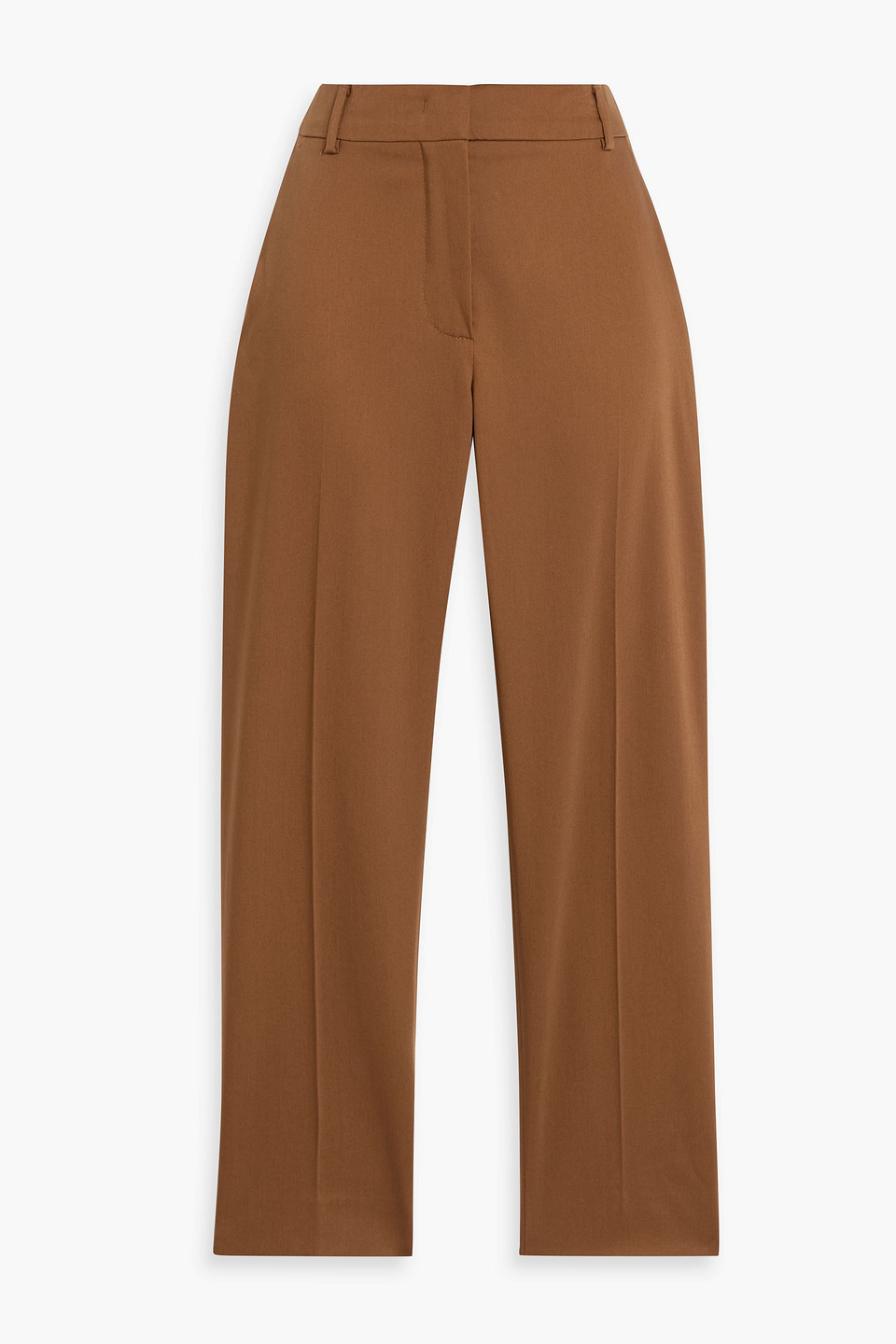 Max Mara Cropped Cotton-blend Poplin Slim-leg Pants In Brown