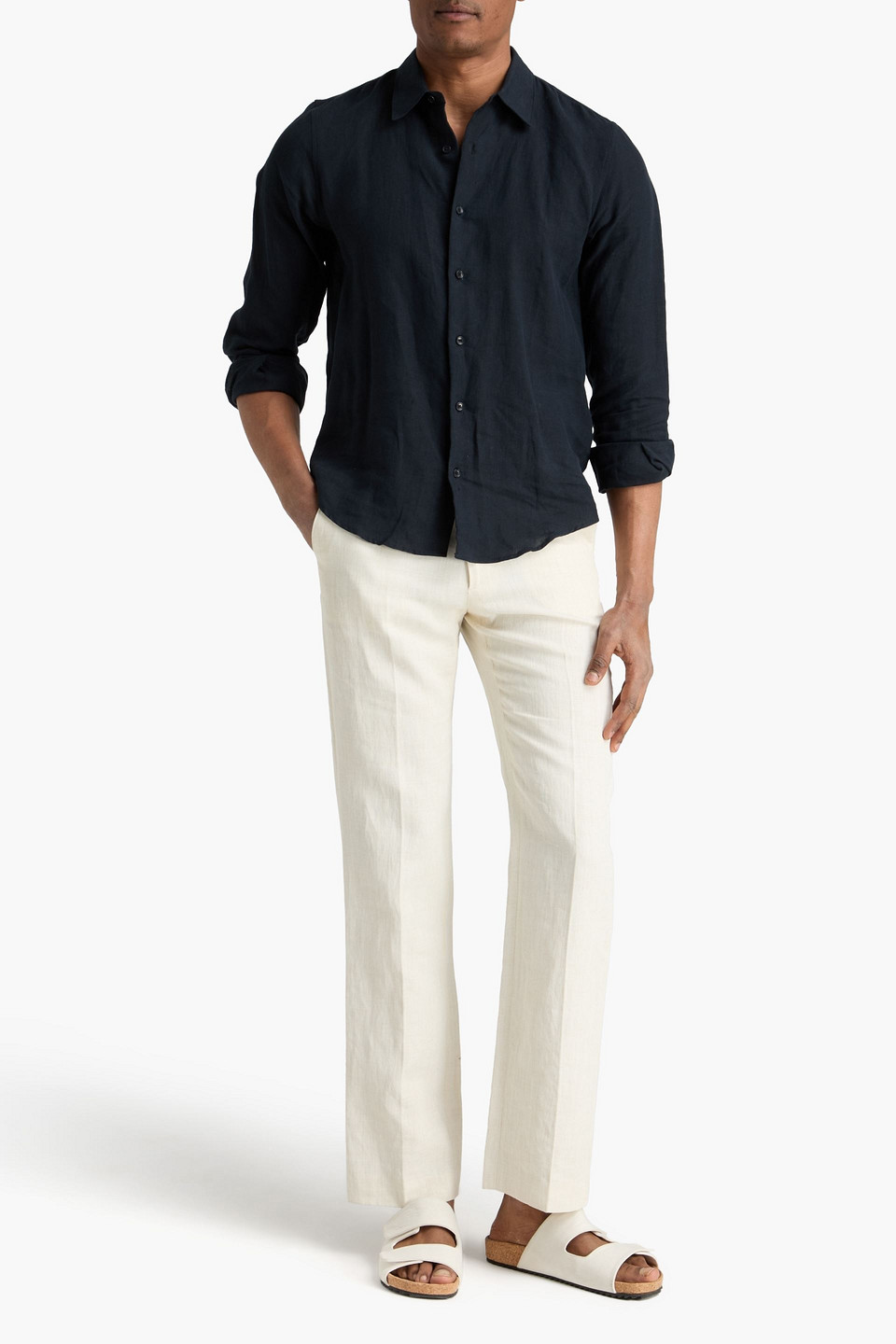  Sandro - Linen Shirt - Blue - Xs 