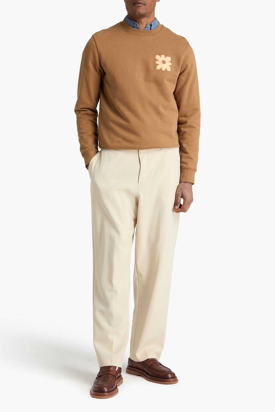  Sandro - Embroidered French Cotton-terry Sweatshirt - Braun - Xs 
