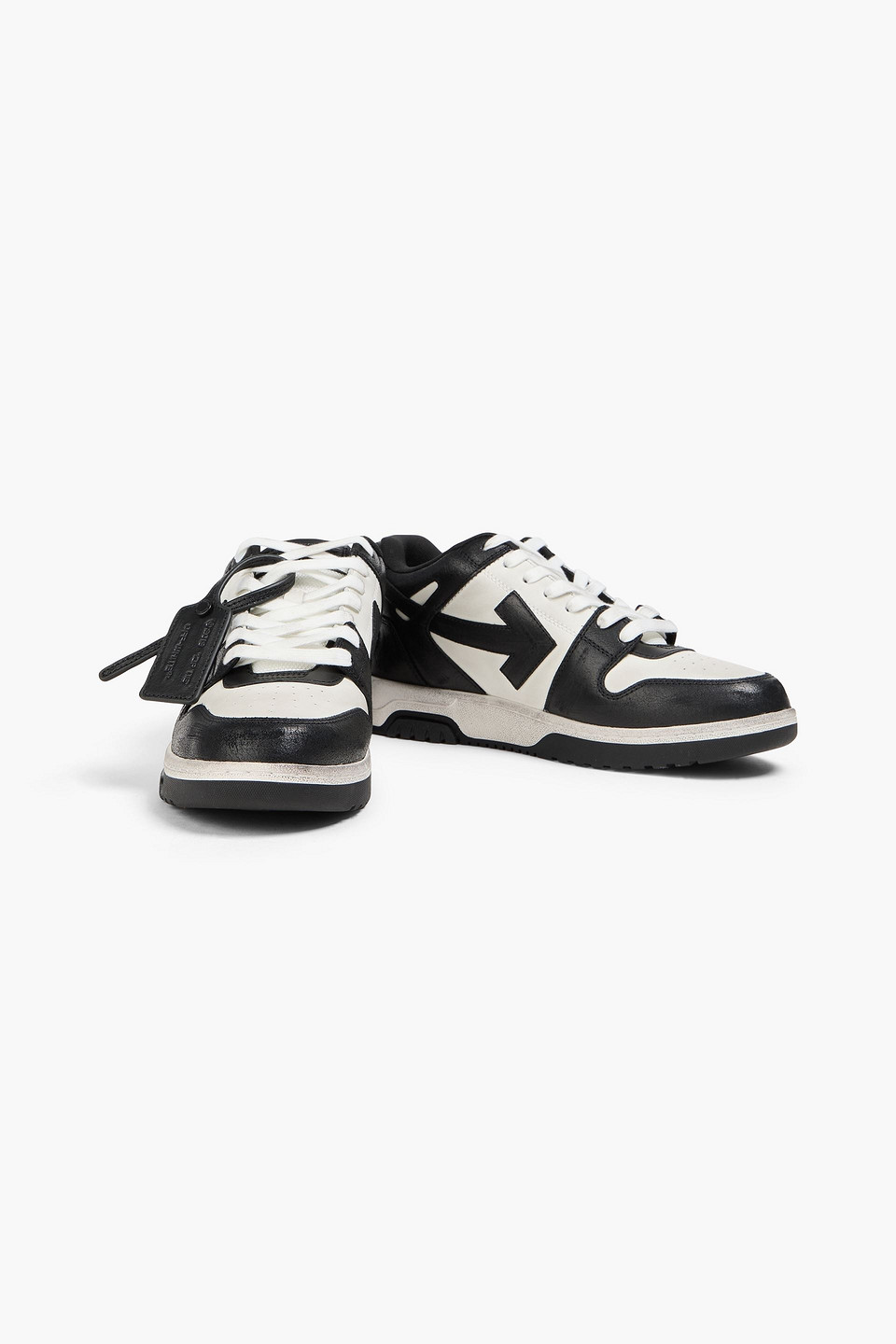 Off-white Low-top Sneakers With Iconic Branding And Rubber Sole In Black