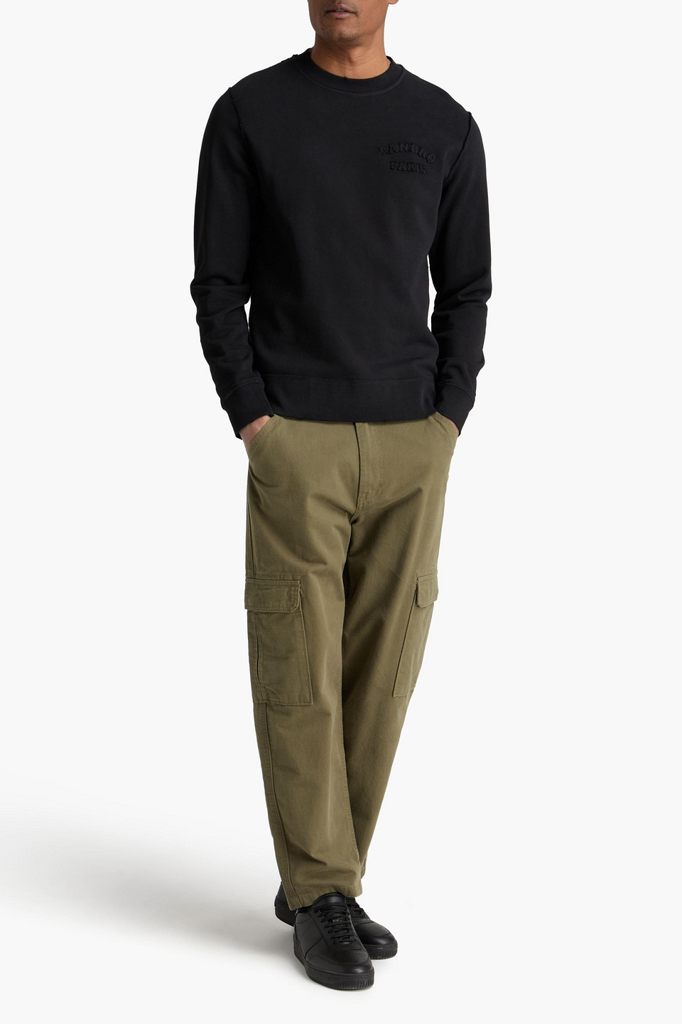  Sandro - Distressed French Cotton-terry Sweatshirt - Schwarz - S 
