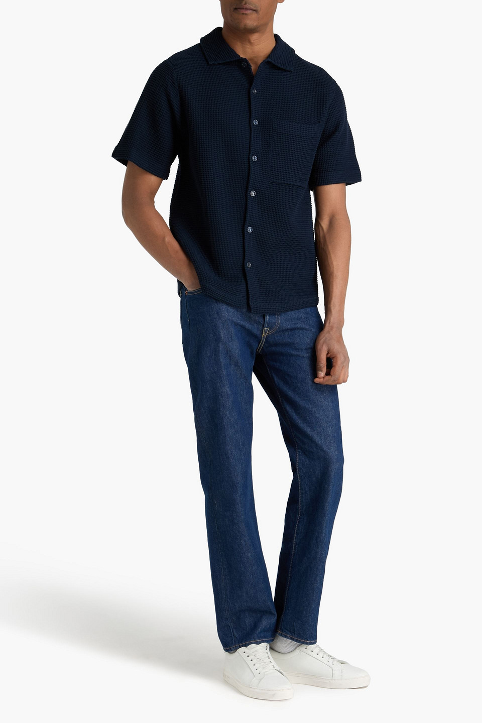  Sandro - Ribbed-knit Shirt - Blue - Xs 