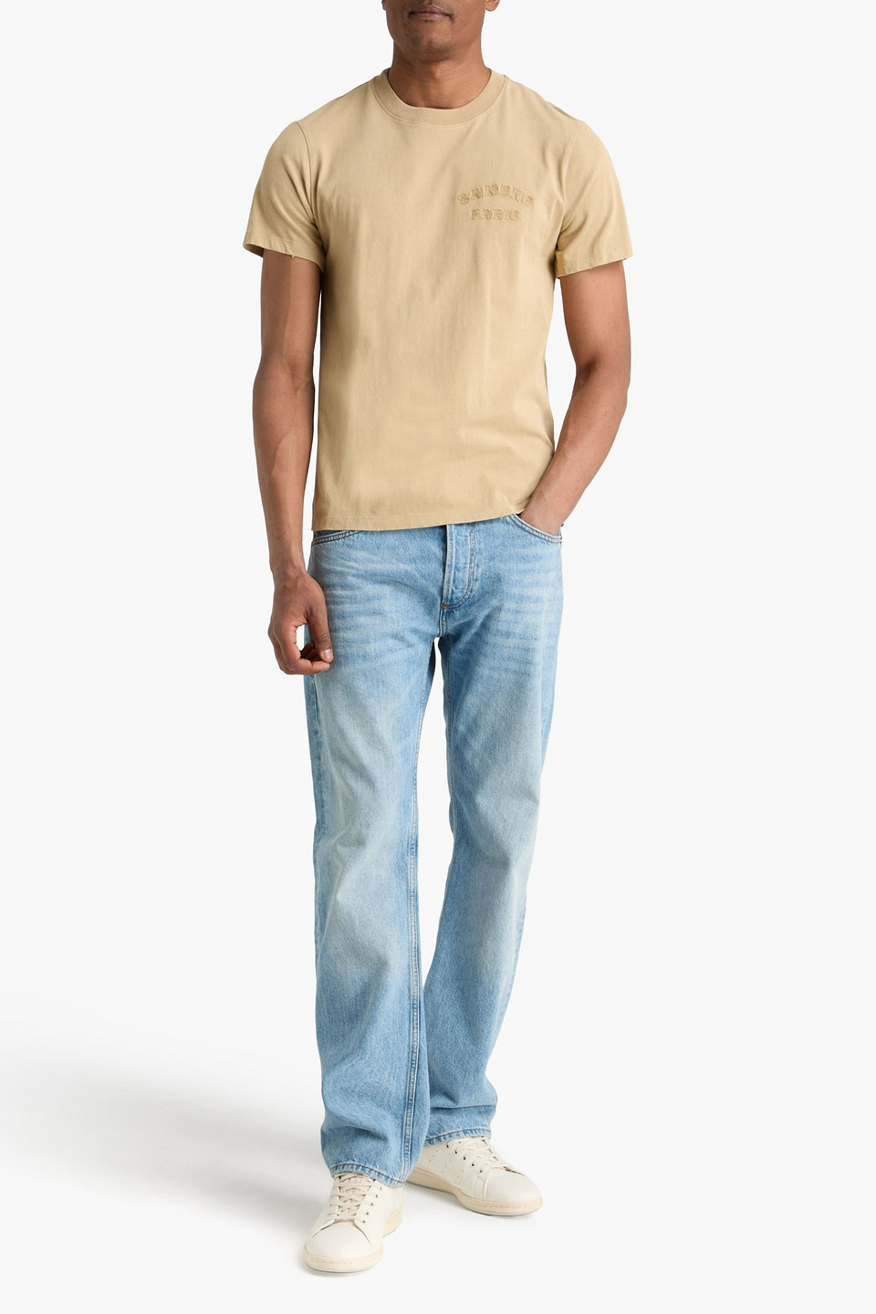  Sandro - Embroidered Cotton-jersey T-shirt - Neutral - S 