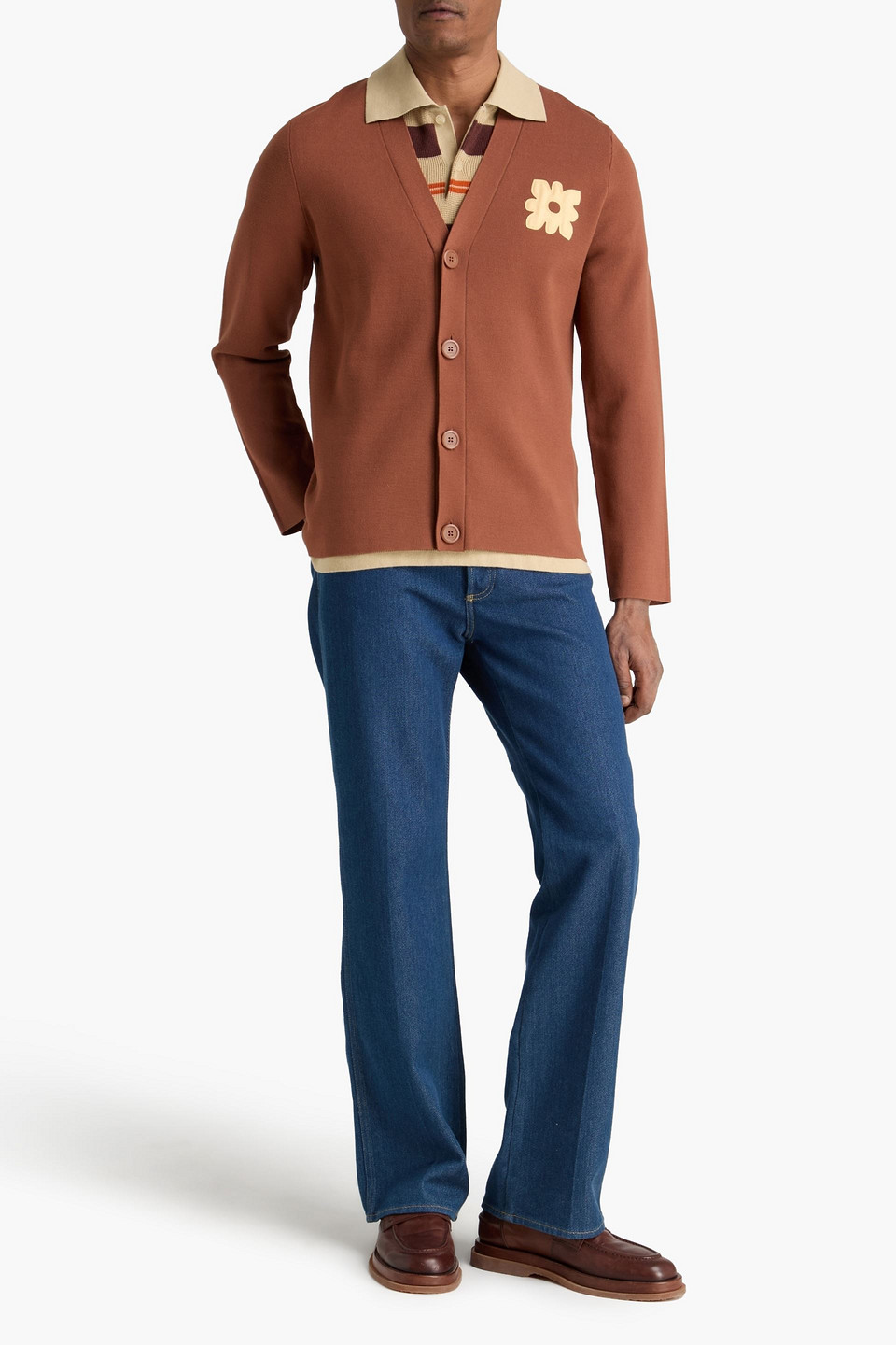  Sandro - Floral-appliquéd Stretch-knit Cardigan - Braun - S 