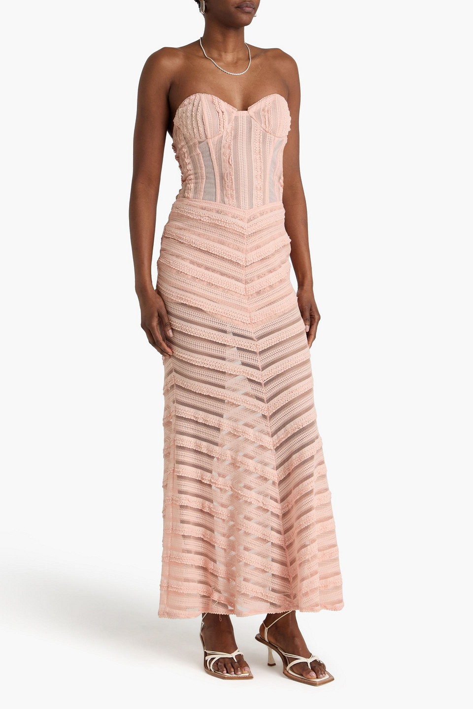  Charo Ruiz Ibiza - Trägerloses Maxikleid Aus Stretch-spitze - Pink - S 