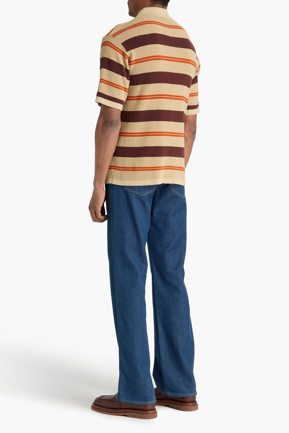  Sandro - Striped Cotton Polo Shirt - Neutral - S 