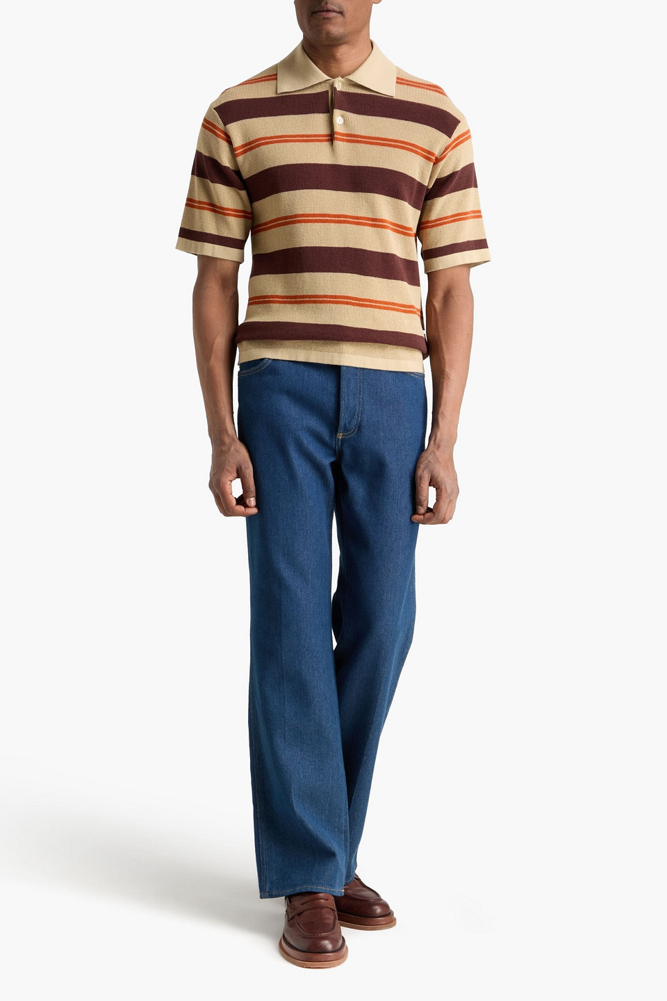 Sandro - Striped Cotton Polo Shirt - Neutral - S 