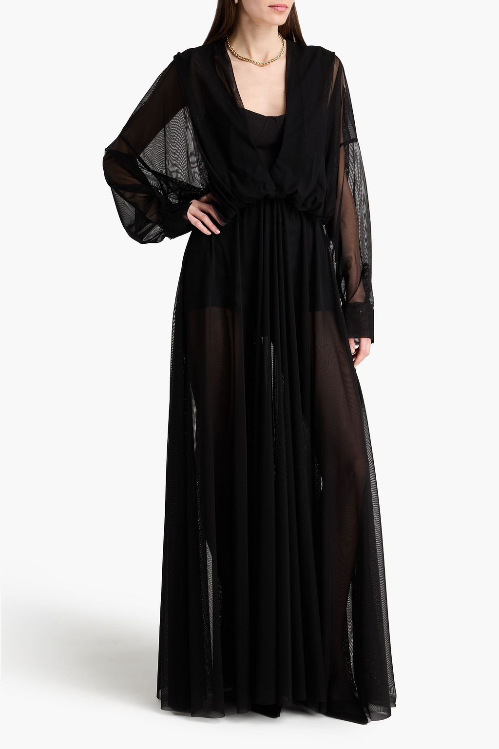 norma kamali mesh dress NORMA KAMALI Mesh-paneled stretch-jersey gown