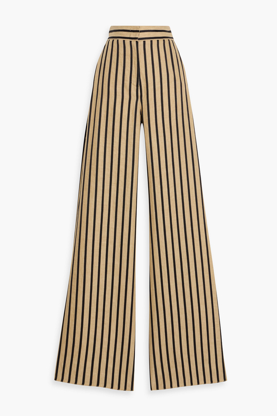Max Mara Cestino Striped Linen-blend Wide-leg Pants In Nude