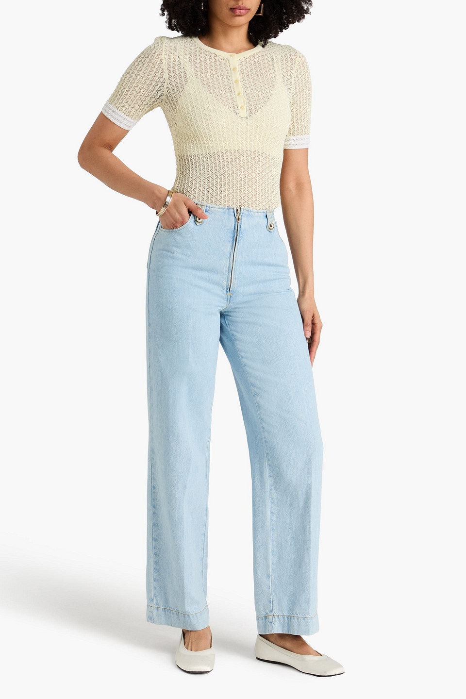  Sandro - Hoch Sitzende Jeans Mit Geradem Bein - Blau - Fr 40 