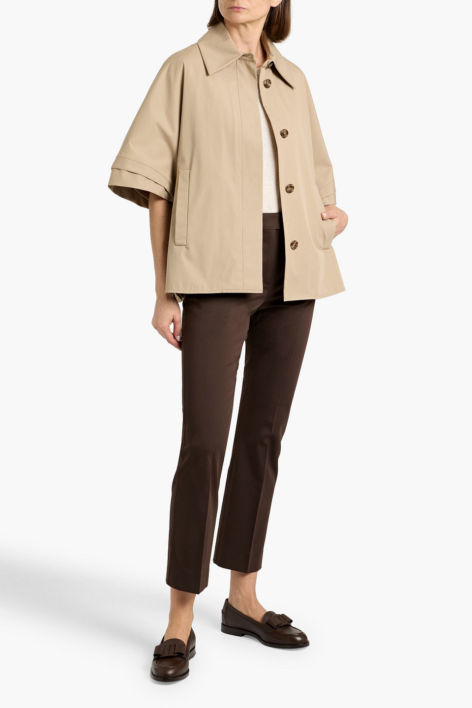 Max Mara Parole Cotton-twill Jacket In Neutral