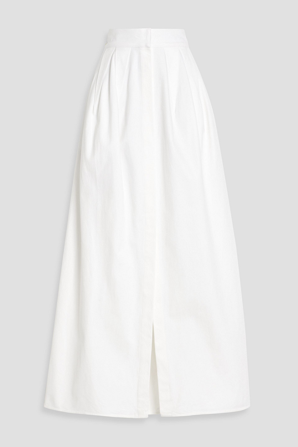Max Mara Alcade Pleated Cotton-blend Twill Maxi Skirt In White