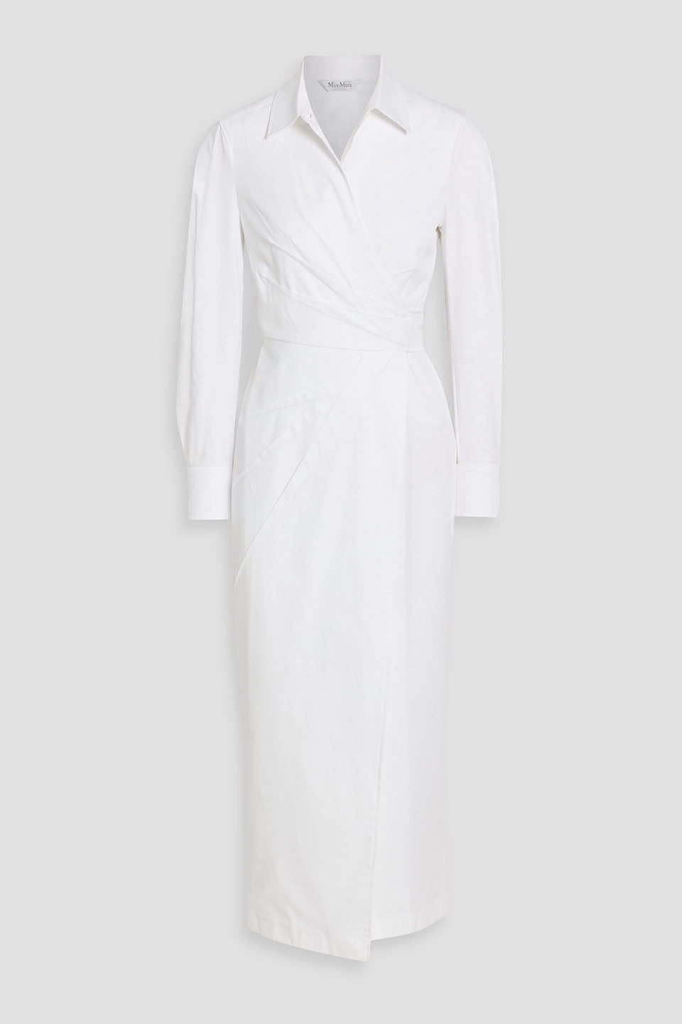 max mara - balzac cotton-blend poplin midi wrap dress - white - it 38