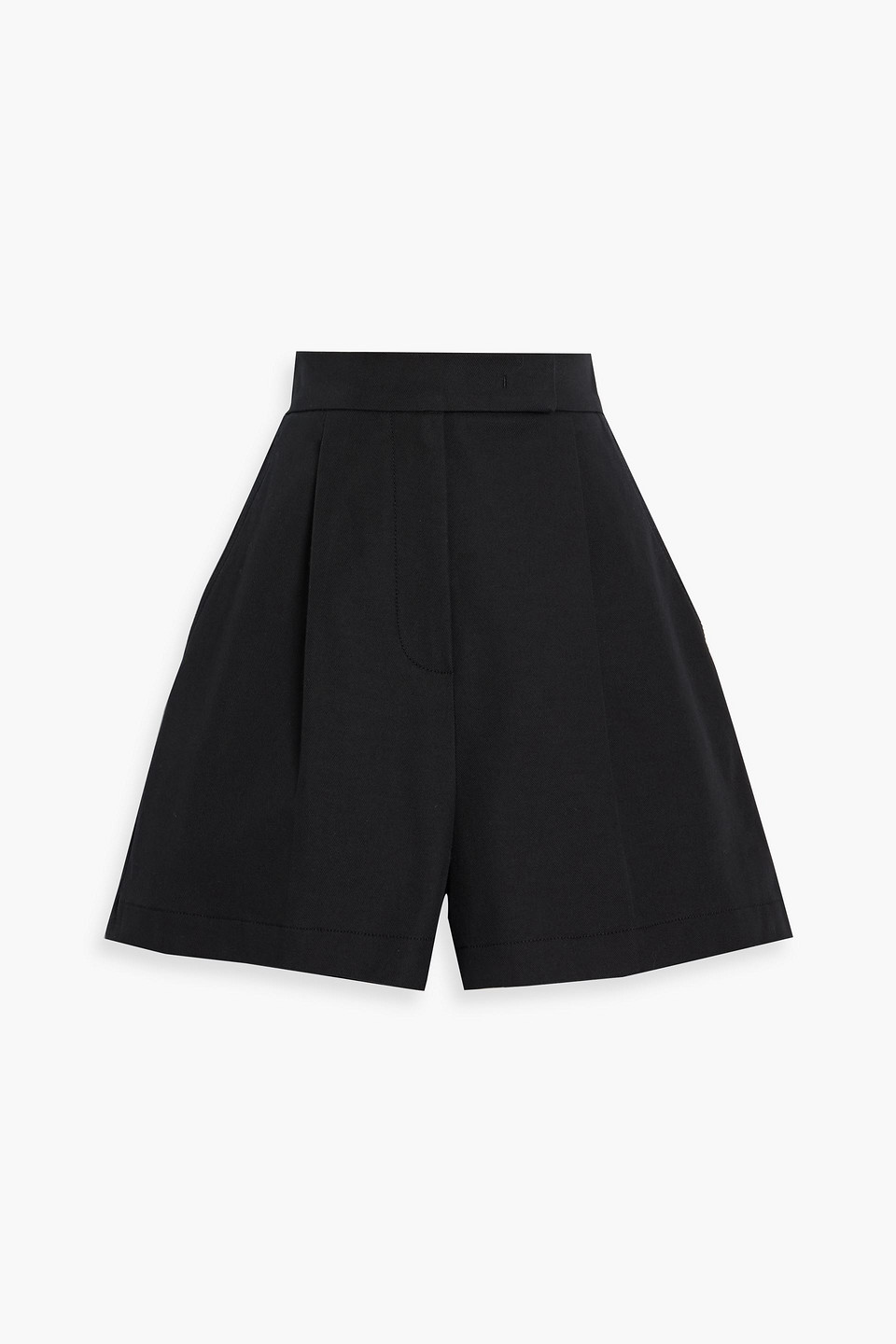 Max Mara Amburgo Pleated Cotton-blend Twill Shorts In Black