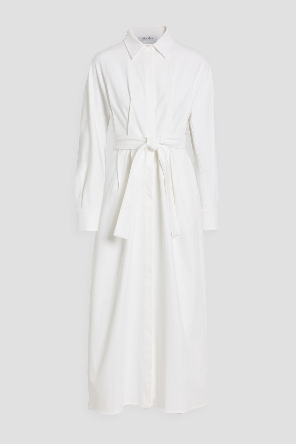 max mara - arezzo cotton-blend twill midi shirt dress - white - it 38