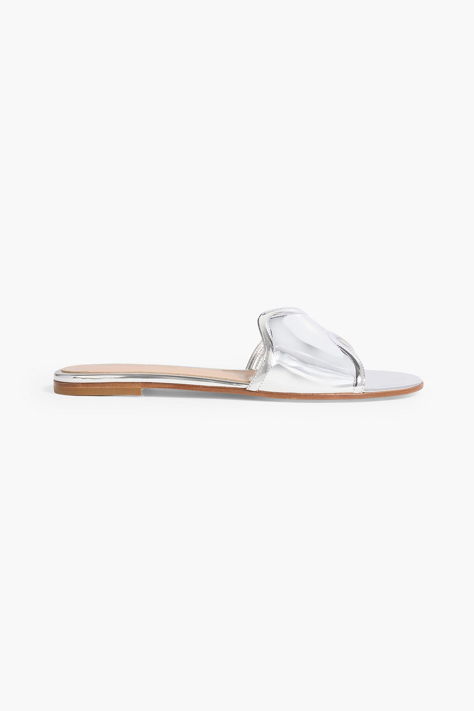 gianvito rossi - lucrezia mirrored-leather slides - metallic - eu 36