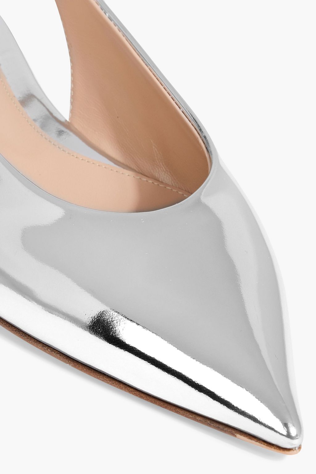 GIANVITO ROSSI Robbie 05 mirrored-leather slingback point-toe