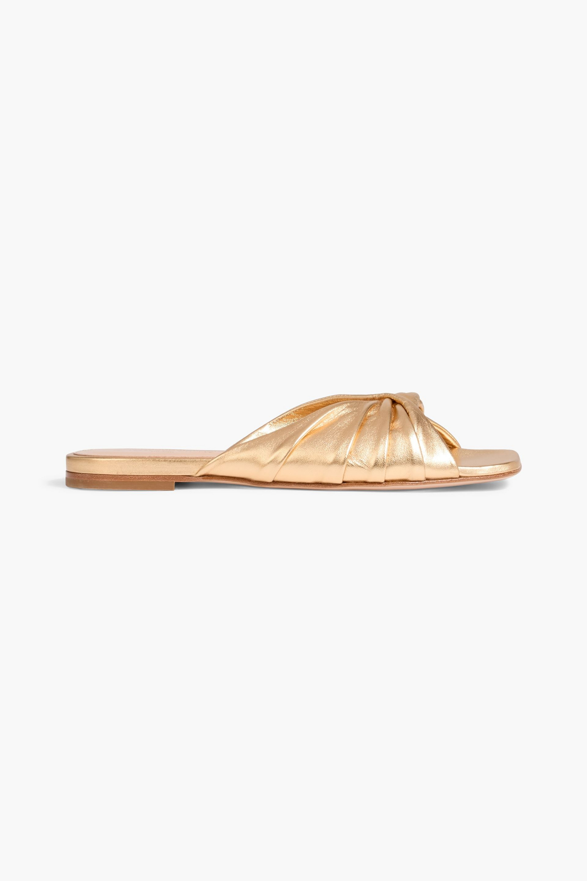 GIANVITO ROSSI Selene twisted metallic leather slides