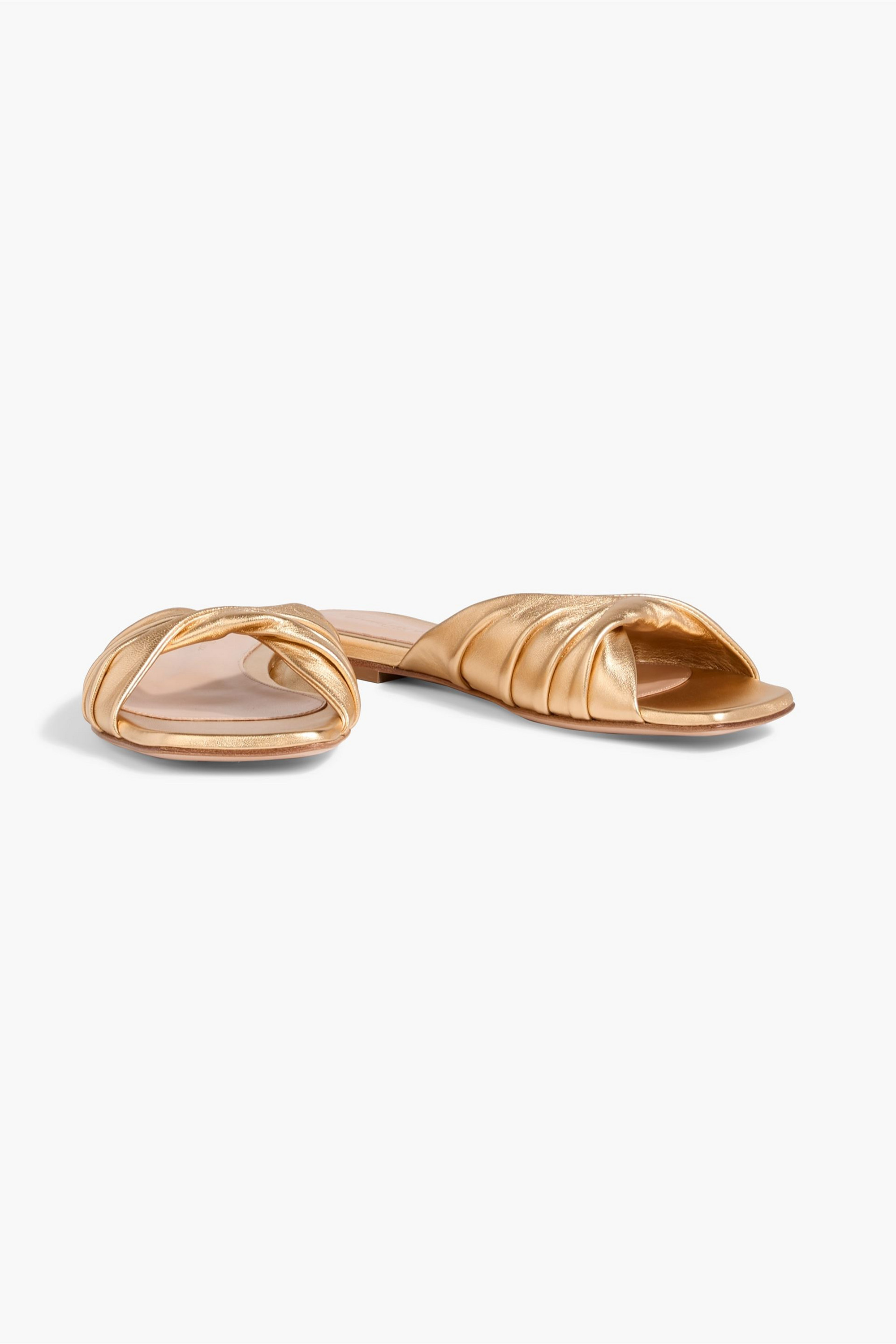 GIANVITO ROSSI Selene twisted metallic leather slides thumbnail
