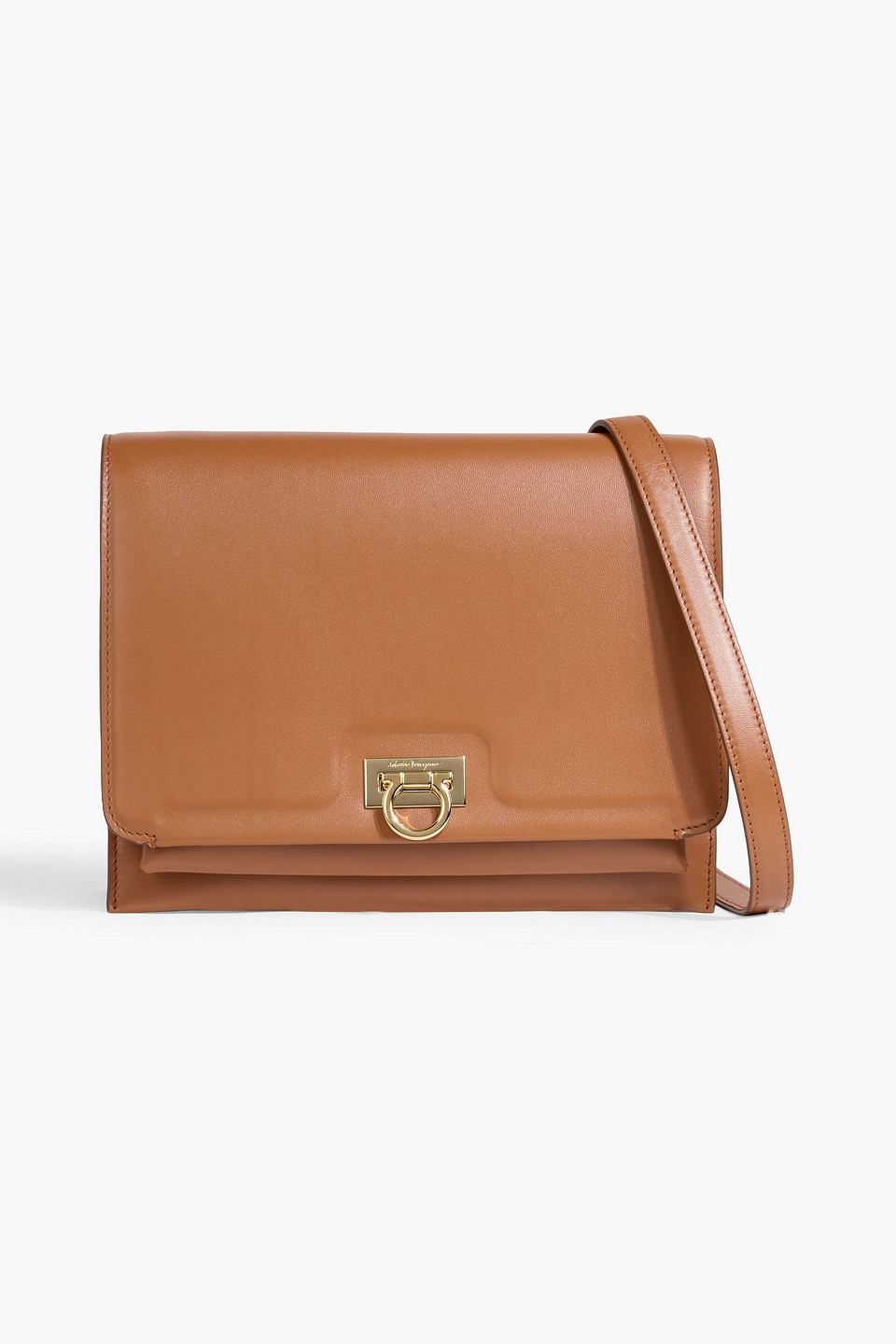 ferragamo - trifolio leather shoulder bag - brown - onesize