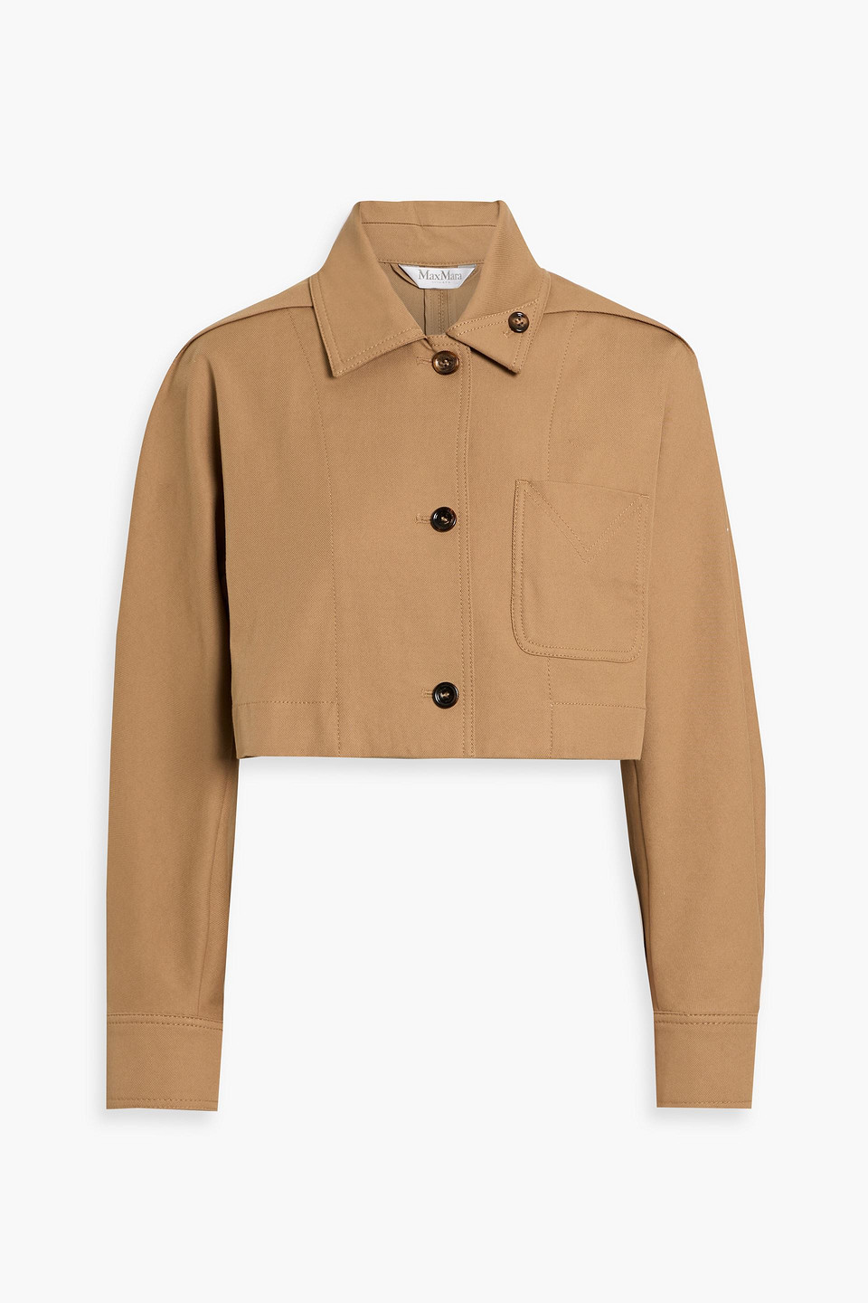 Max Mara Smalto Cropped Cotton-blend Twill Jacket In Neutral