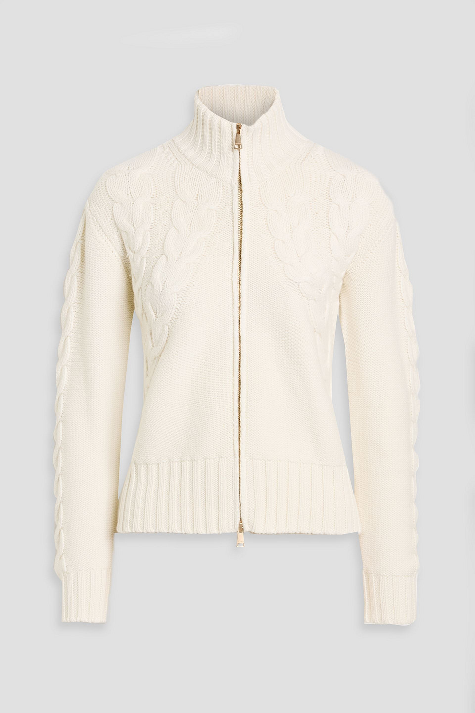 Max Mara Mabel Cable-knit Wool And Cashmere-blend Cardigan In Neutral