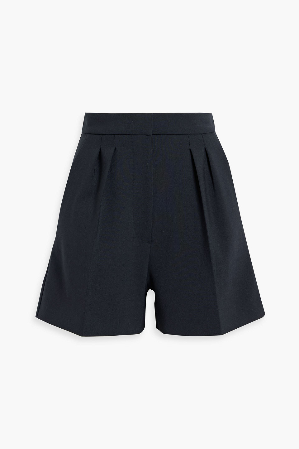 Max Mara Zic Pleated Wool-blend Shorts In Blue