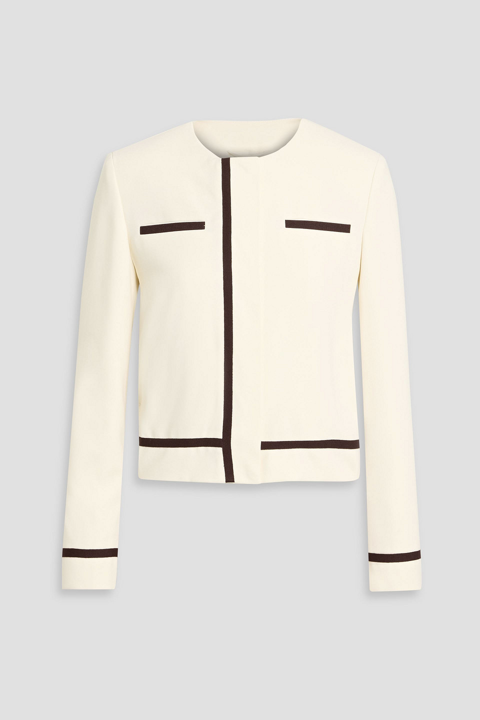 Max Mara Fiorito Grosgrain-trimmed Cotton-twill Jacket In White