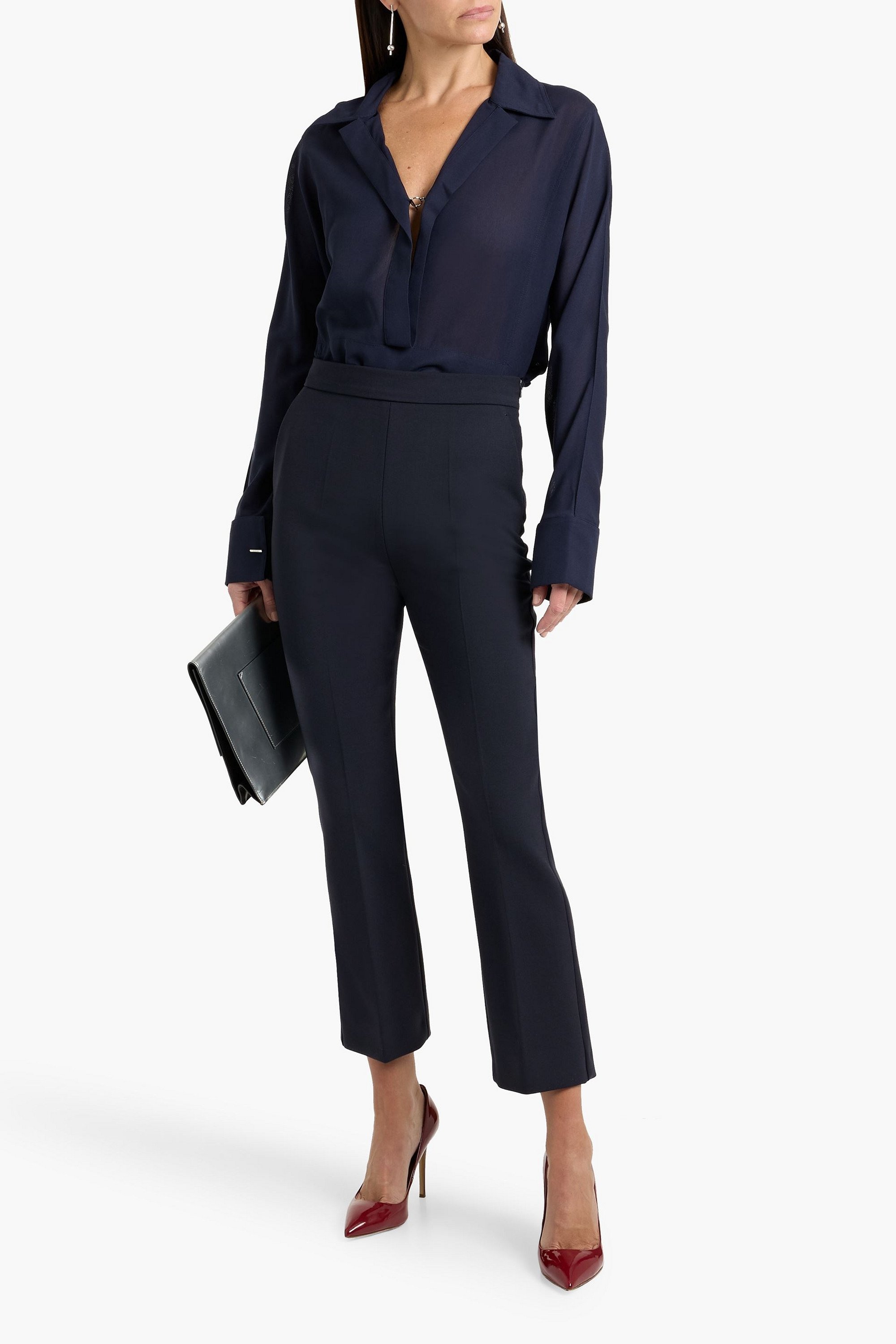 Max Mara Nepeta cropped wool-blend crepe slim-leg pants