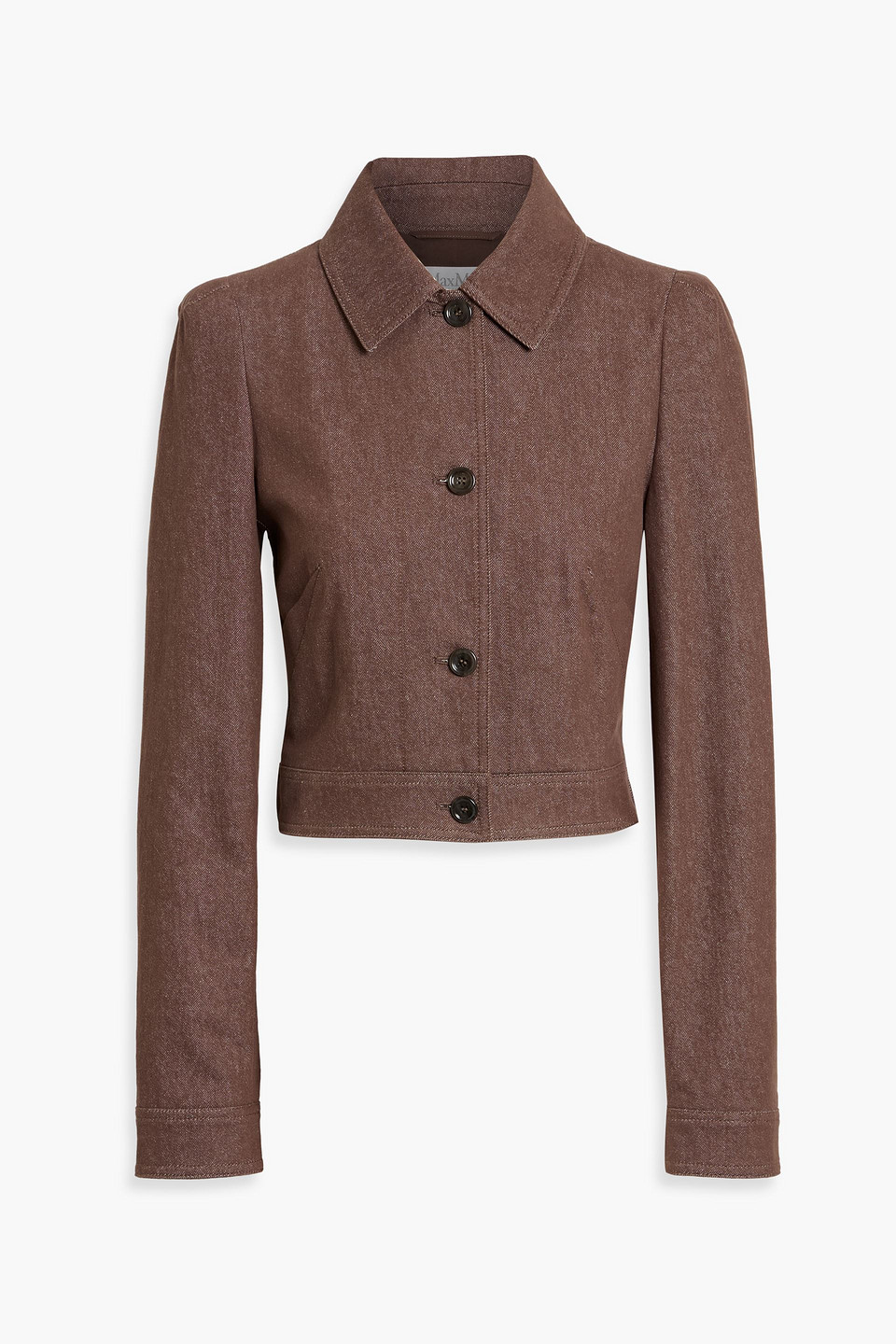 Max Mara Cropped Brown Denim-effect Jacket In Brown
