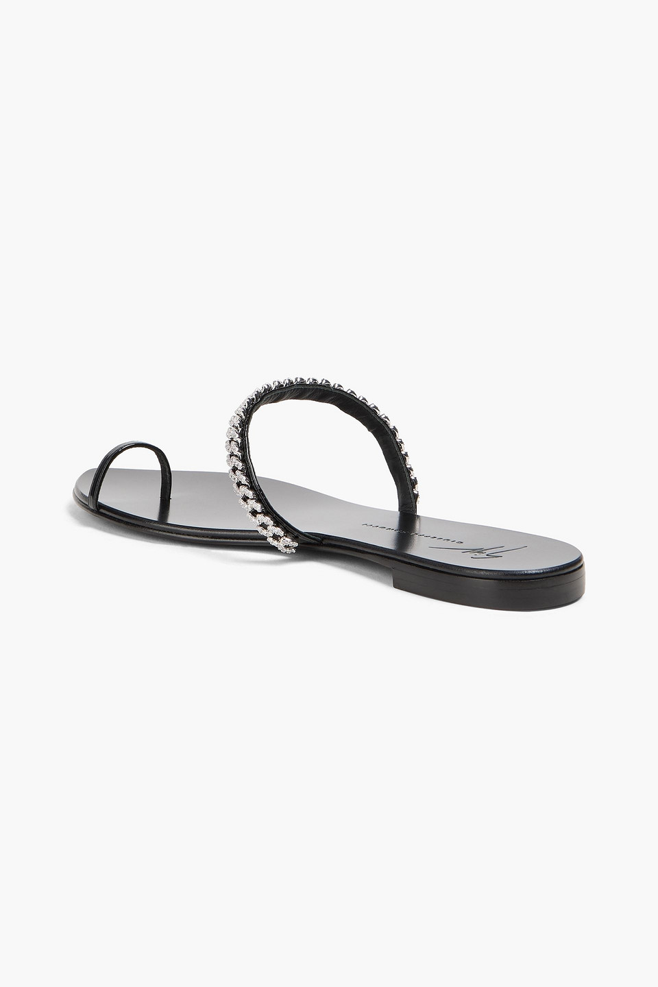  Giuseppe Zanotti - Intriigo String Crystal-embellished Glossed Sandals - Black - Eu 35 