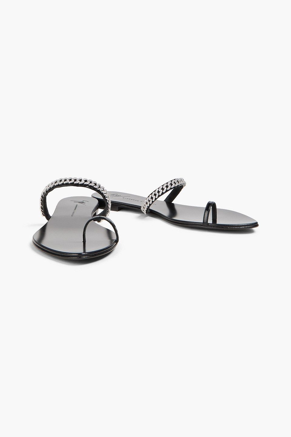  Giuseppe Zanotti - Intriigo String Crystal-embellished Glossed Sandals - Black - Eu 35 
