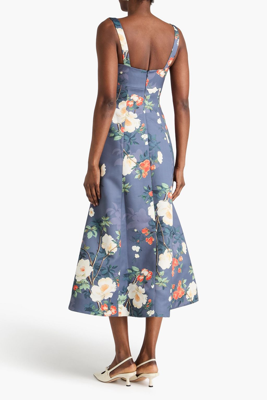 LEO LIN Odette floral-print satin midi dress | THE OUTNET
