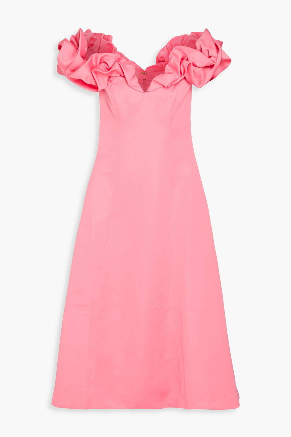 Leo Lin Annie Off-the-shoulder Satin Midi Dress In Pink