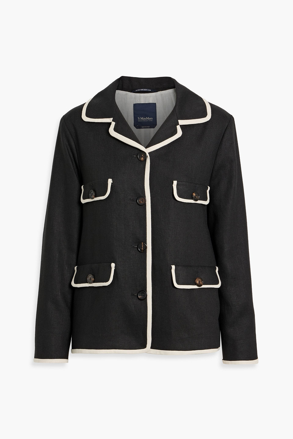 Max Mara Leslie Linen Jacket In Black