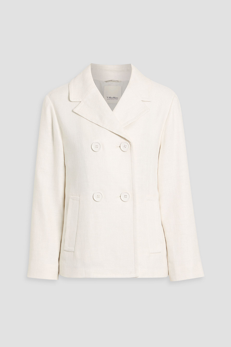 Max Mara Kasia Double-breasted Linen-blend Tweed Jacket In White