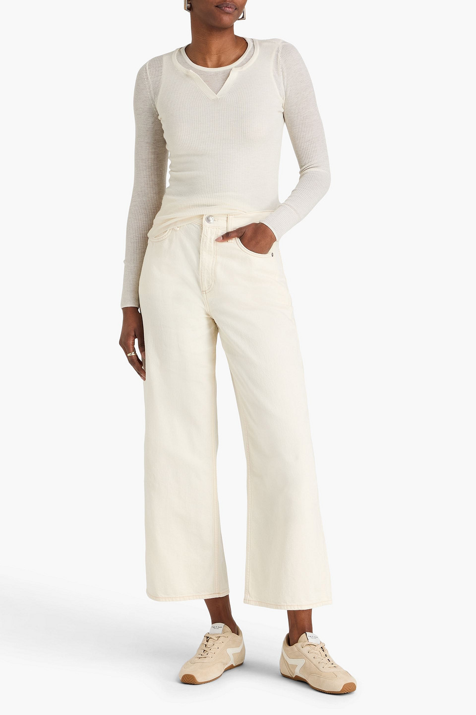  Rag & Bone - Hoch Sitzende Jeans „andi“ Mit Weitem Bein - Weiß - 24 