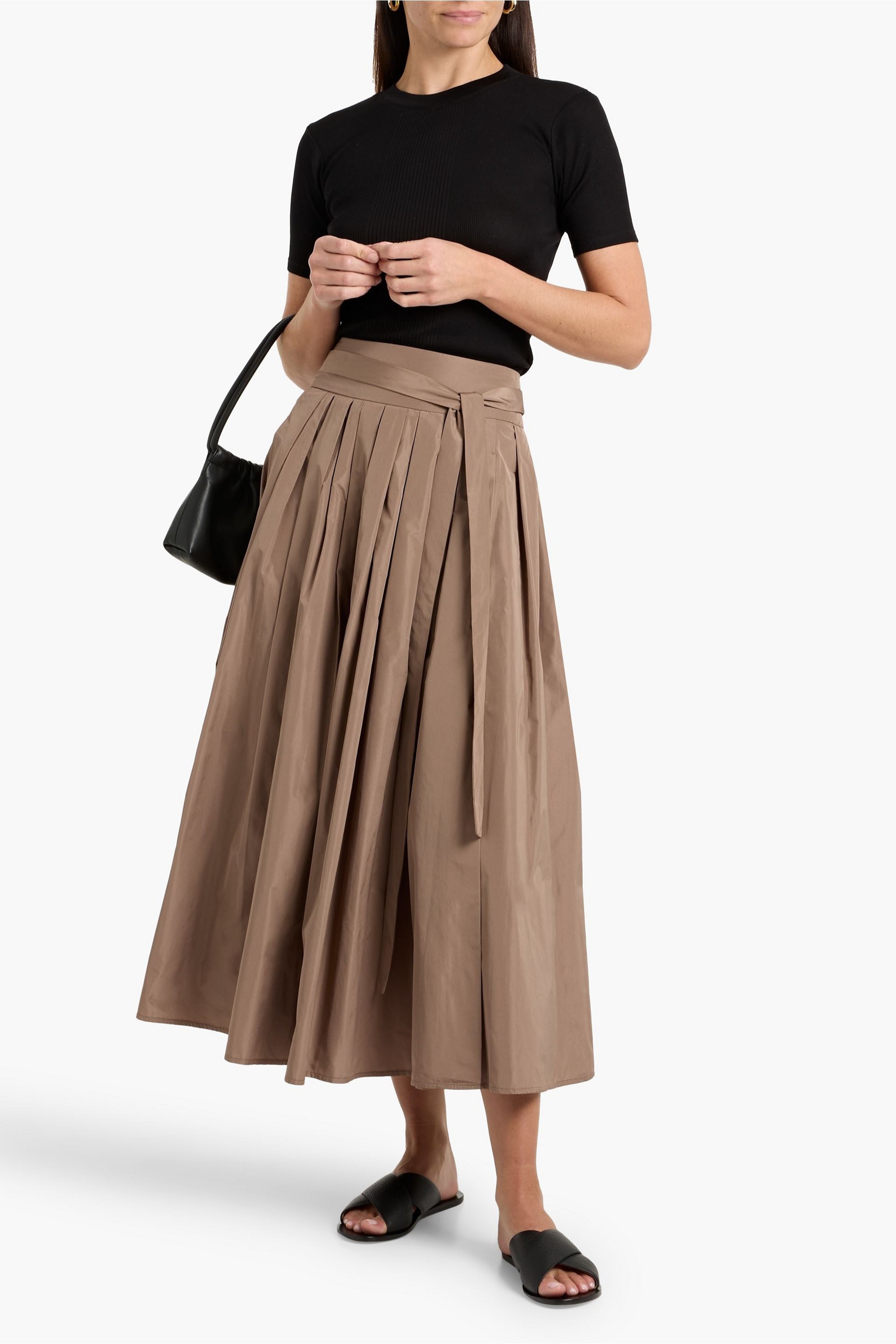 S Max Mara Gea pleated taffeta midi skirt