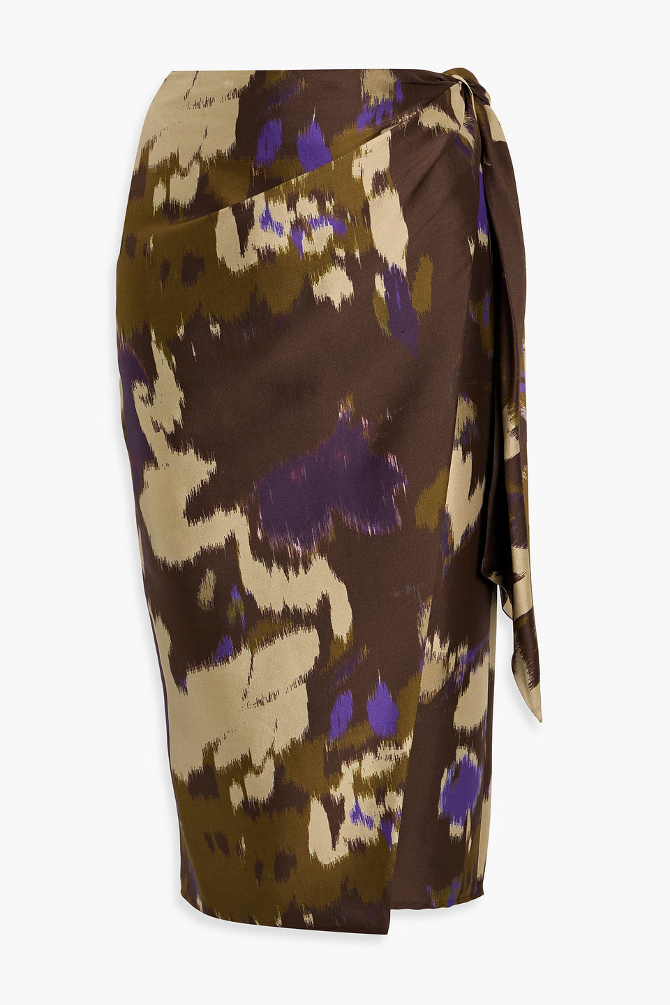 max mara - dritto printed silk midi wrap skirt - green - it 38