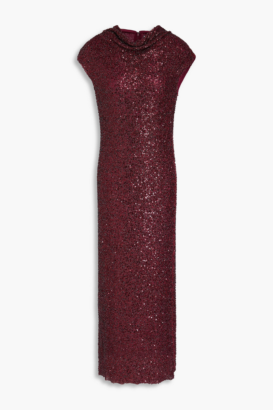 simkhai - zaria embellished draped midi dress - burgundy - us 4