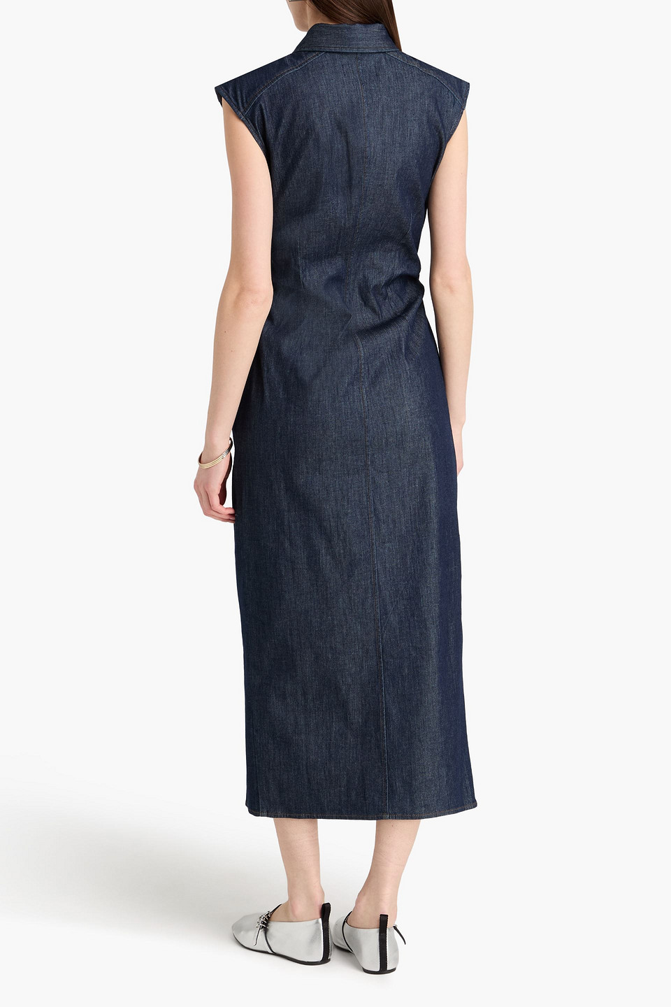  Rag & Bone - Midikleid „leah“ Aus Denim Mit Raffungen - Blau - Us 00 