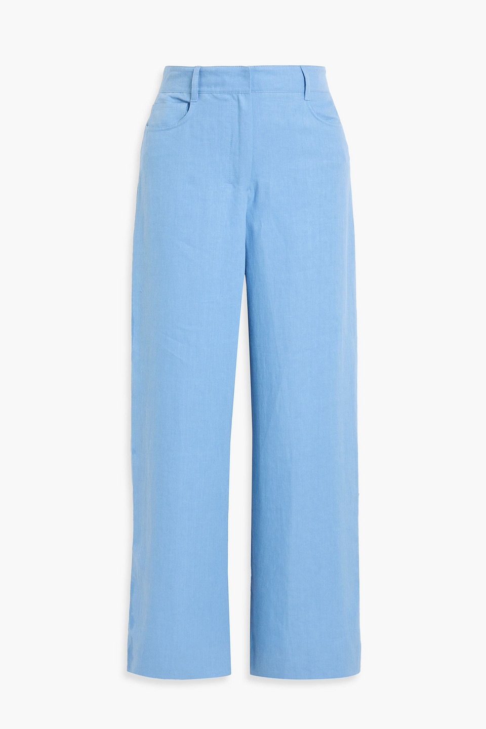 Max Mara Linen Wide-leg Pants In Blue