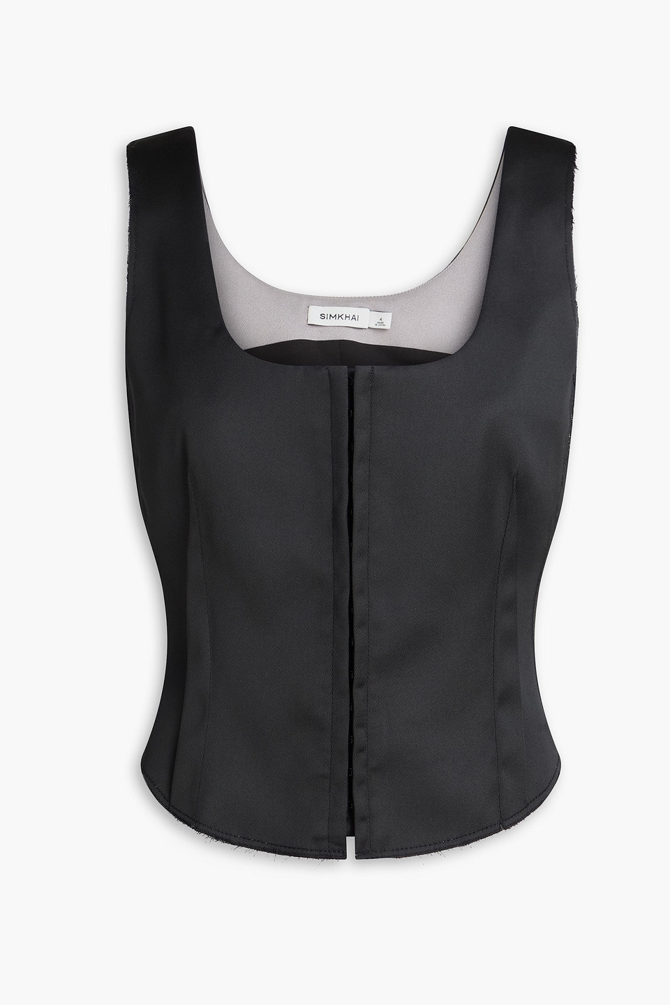 simkhai - carly satin-twill bustier top - black - us 0