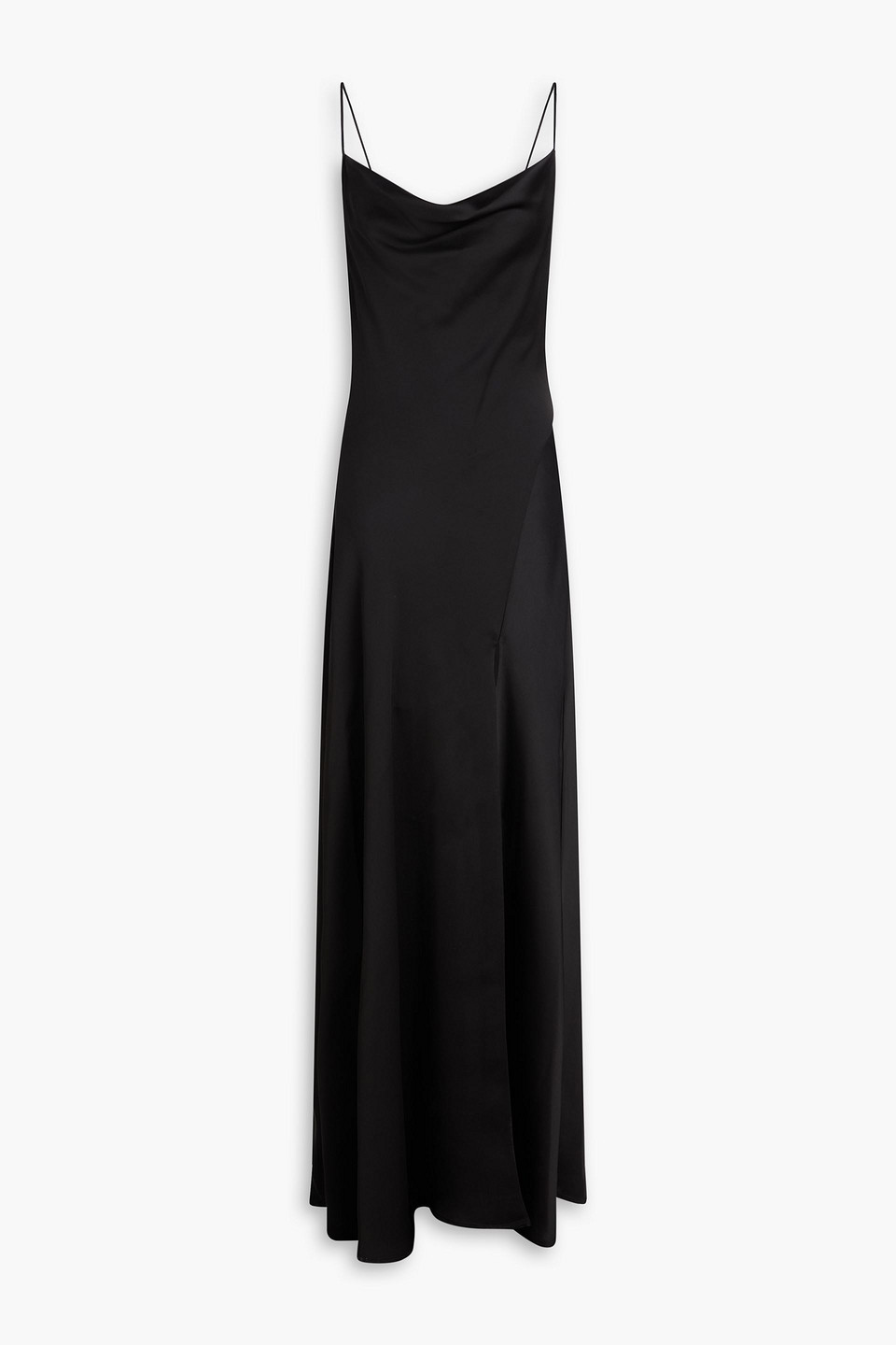 simkhai - signature finley draped satin gown - black - us 8