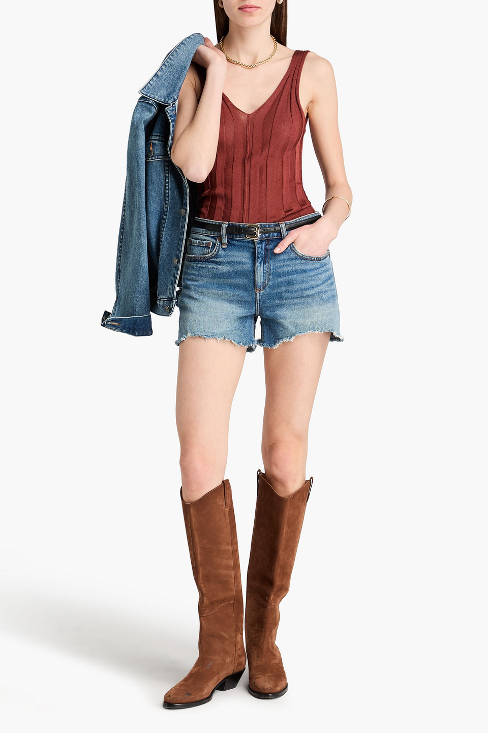  Rag & Bone - Jeansshorts „dre“ Mit Fransen - Blau - 23 