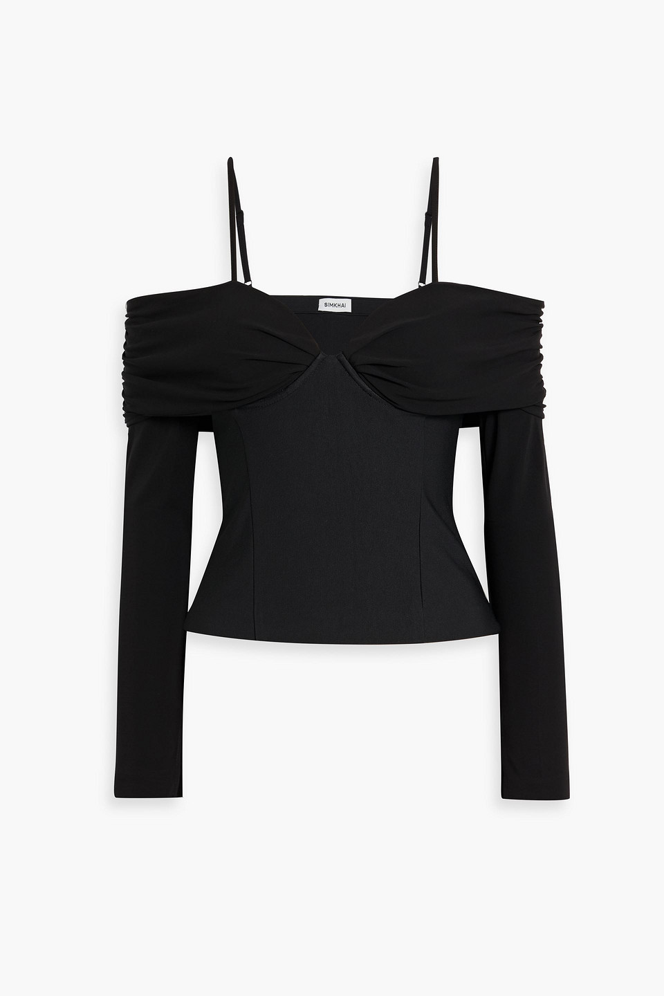 simkhai - hazel off-the-shoulder stretch-jersey bustier top - black - xs