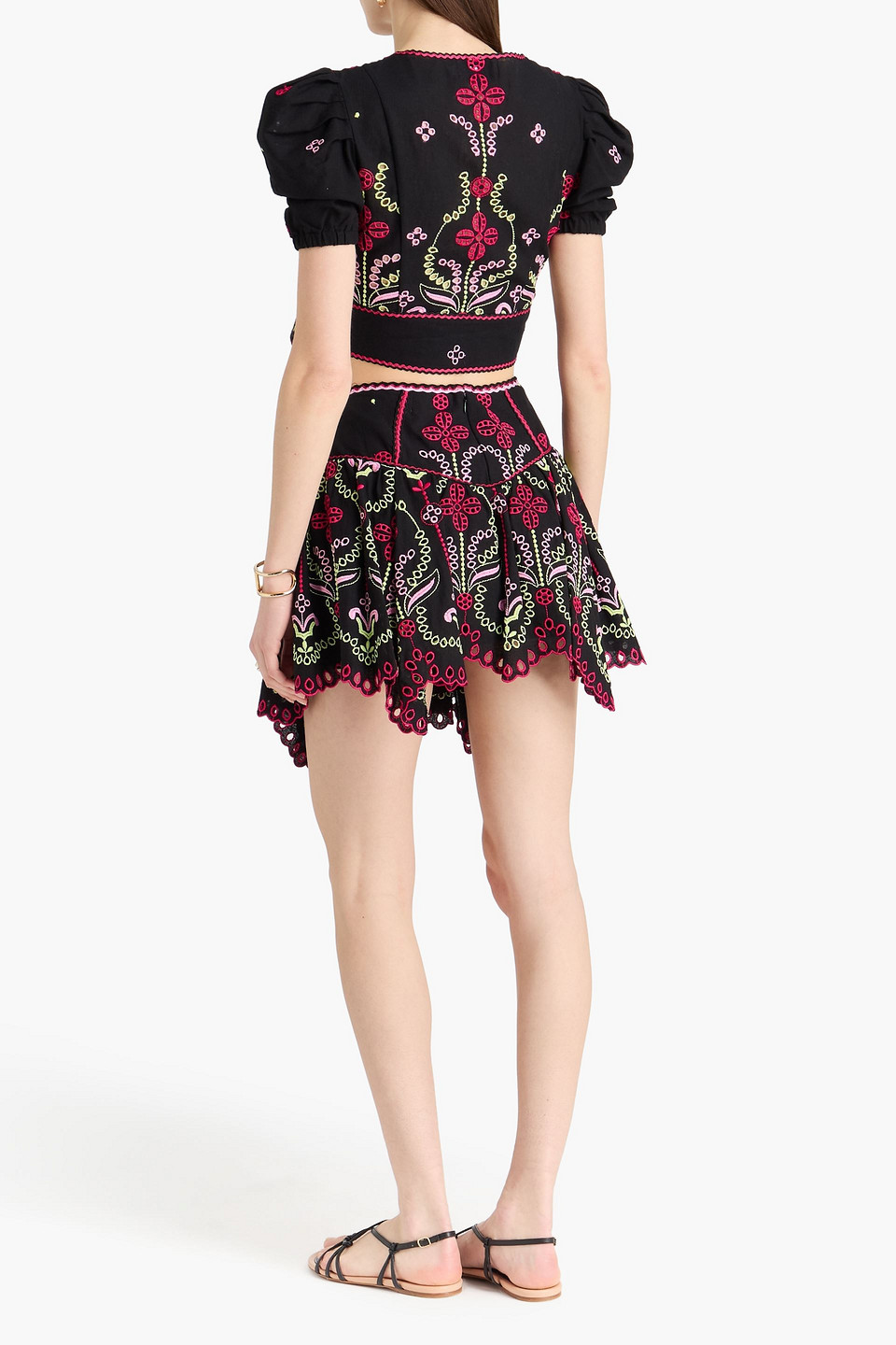  Charo Ruiz Ibiza - Cropped Wickeloberteil „motta“ Aus Einer Baumwollmischung Mit Stickereien - Schwarz - Xs 