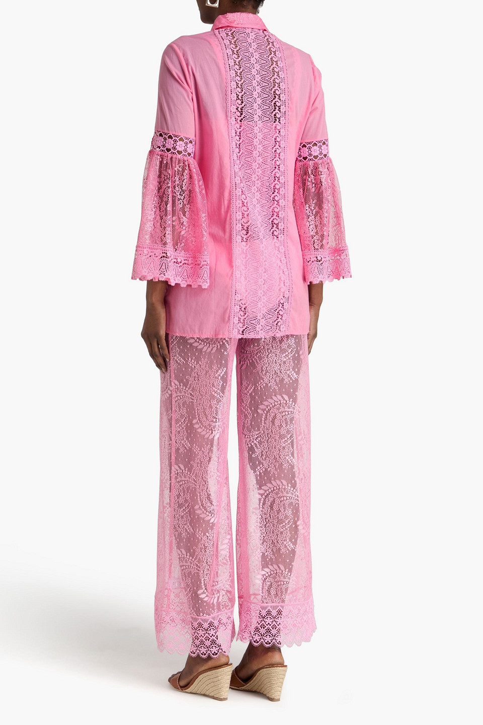  Charo Ruiz Ibiza - Hemd „phine“ Aus Einer Baumwollmischung Mit Einsätzen Aus Schnurgebundener Spitze - Pink - S 