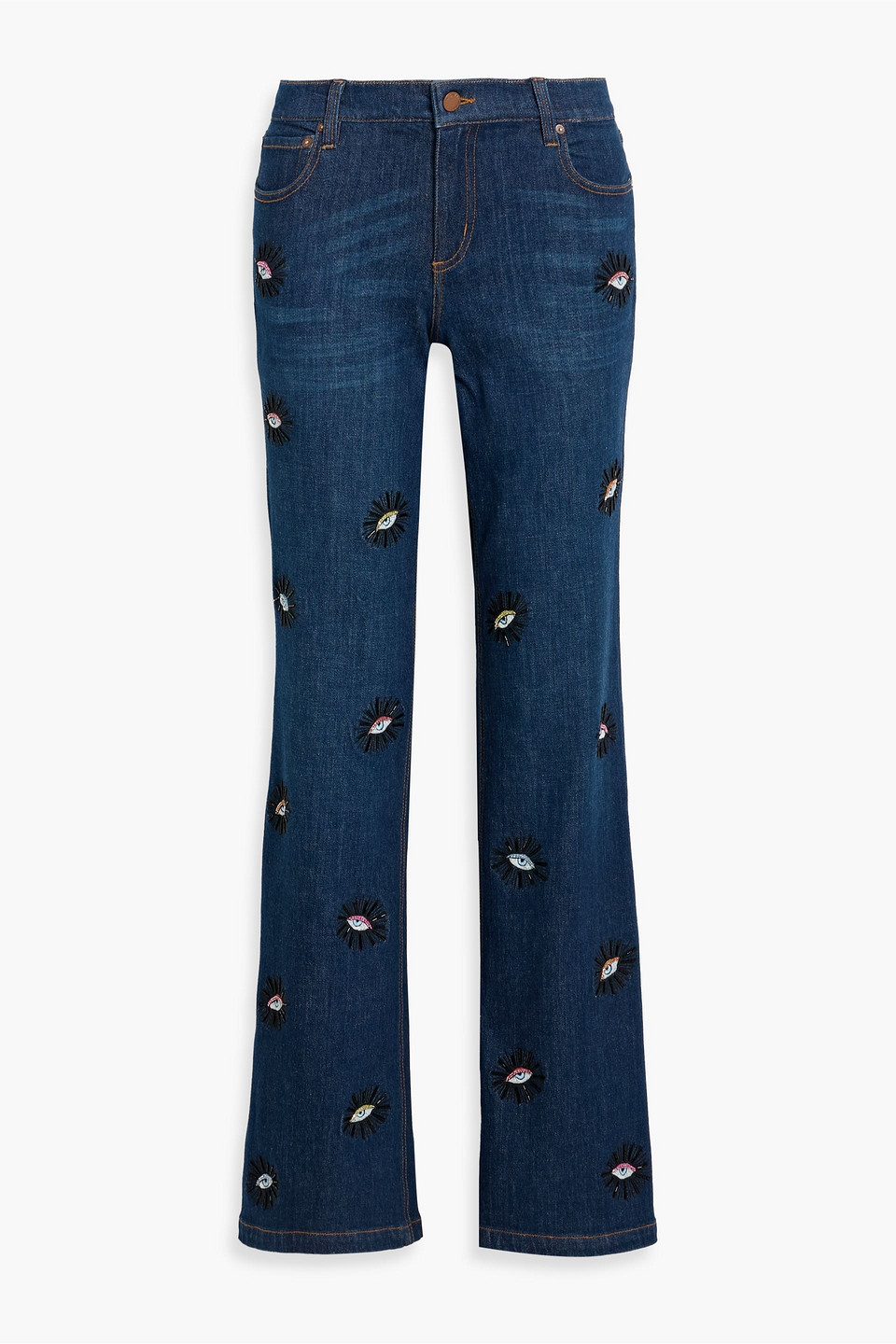 alice olivia - roxie embellished low-rise flared jeans - blue - 25